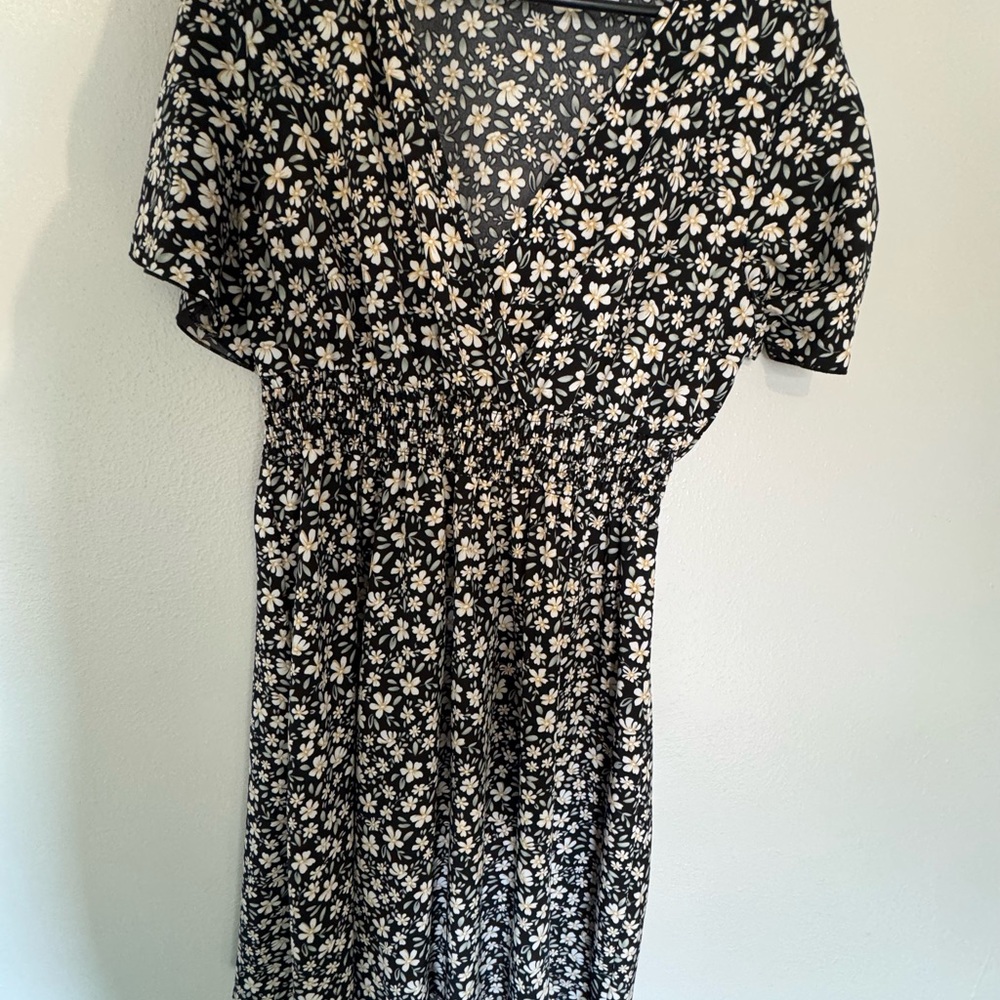 Floral Black and White Dress